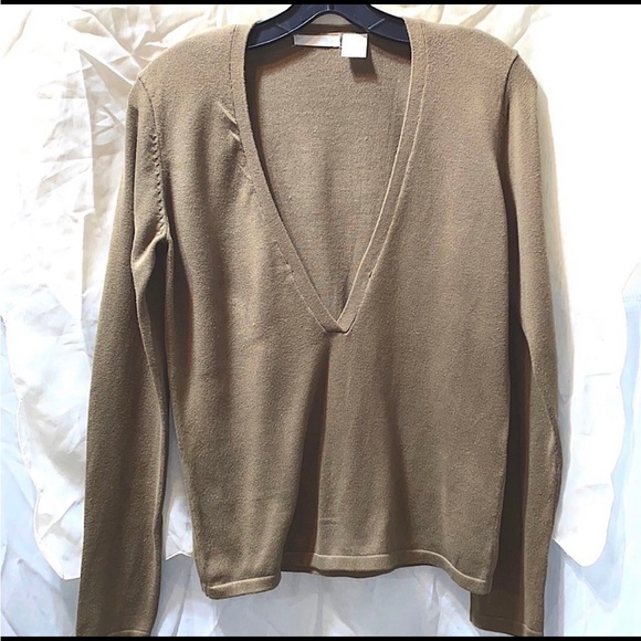 BRYLANE  Deep V Neck 100% Cotton Sweater Size-8 - Picture 3 of 12